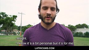 Straight latin jock teenager pounded outdoors for cash by filmmaker pov